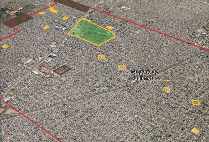 En amarillo, la reserva y el espacio verde público de Laferrere: sólo 0,56 metros cuadrados por habitante / Crédito: Vecinos por la Reserva Natural de Laferrere.